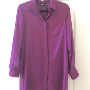 DKNY silk fushia colored tunic shirt, size XS
